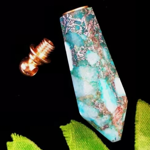 New Sea Sediment Jasper Pyrite Essential Oil Pendant - Picture 8 of 13